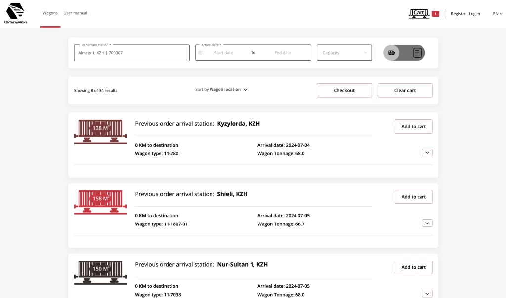 Railroad Freight Transport Uses Sharing Economy | Rent a wagon for cargo transportation on our digital platform