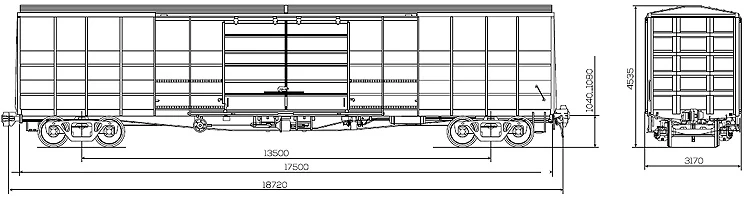 Covered wagon 11-7038 150m³ | Жабық вагон 11-7038 | Крытый вагон 11-7038 | Covered wagon 11-7038 150 m³ | Ёпиқ вагон 11-7038 150м³